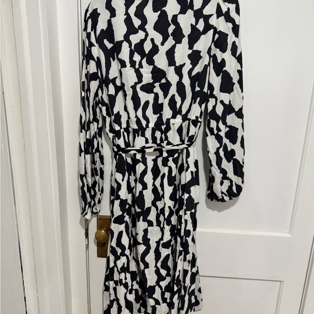ava & viv black & cream longsleeve print buttondown shirtdress 1X - Picture 8 of 8